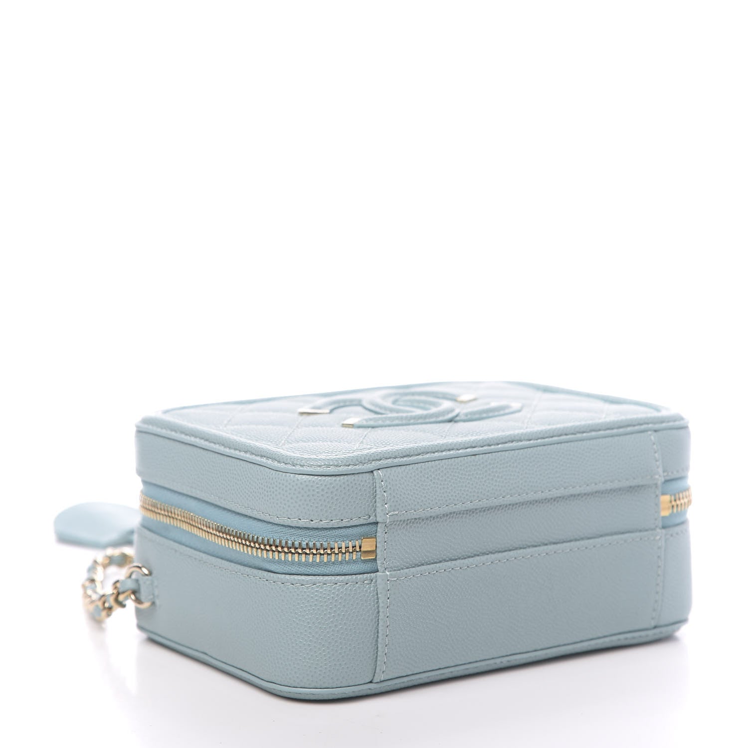 Chanel Caviar Quilted Small CC Filigree Vanity Case Light Blue 4 of 11