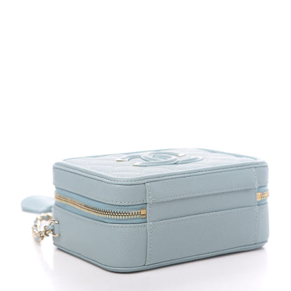 Chanel Caviar Quilted Small CC Filigree Vanity Case Light Blue 4 of 11