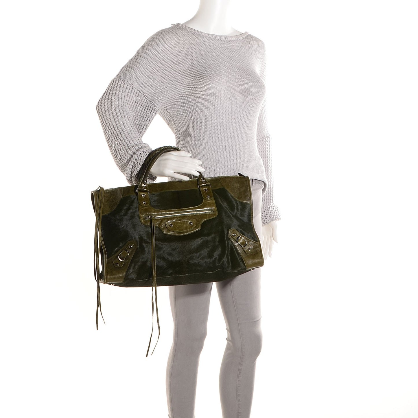 Chevre Pony Hair Work Olive