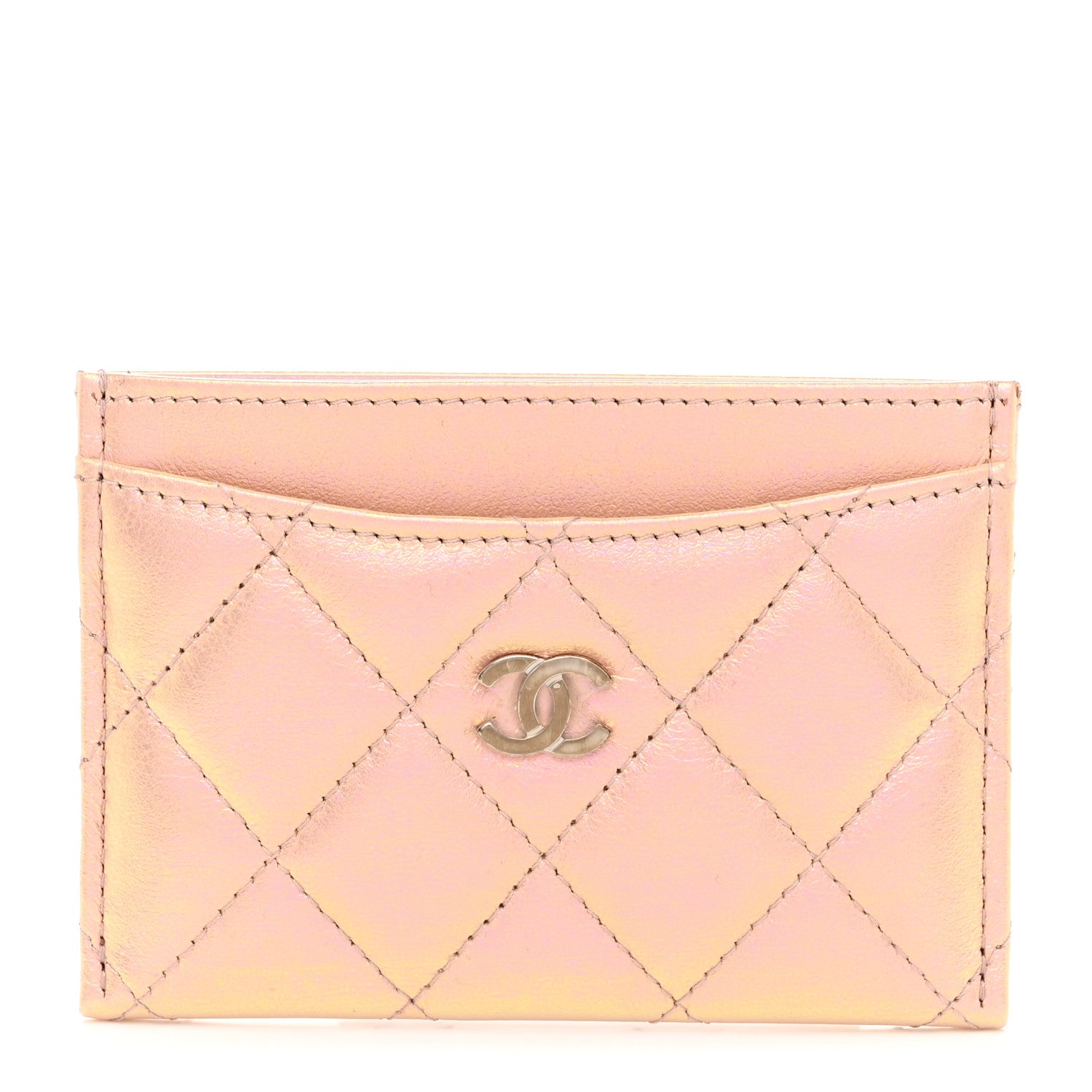 Chanel Iridescent Calfskin Quilted Card Holder Pink 1 of 9