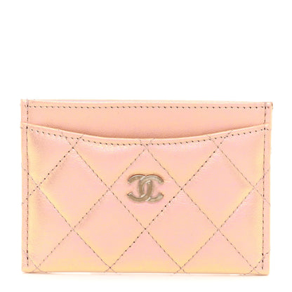 Chanel Iridescent Calfskin Quilted Card Holder Pink 1 of 9