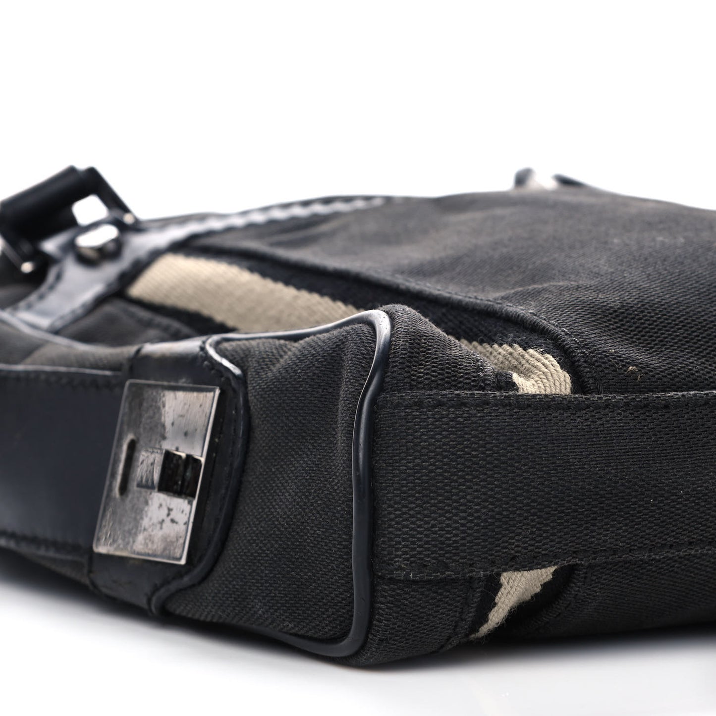 Canvas Calfskin Messenger Bag Navy
