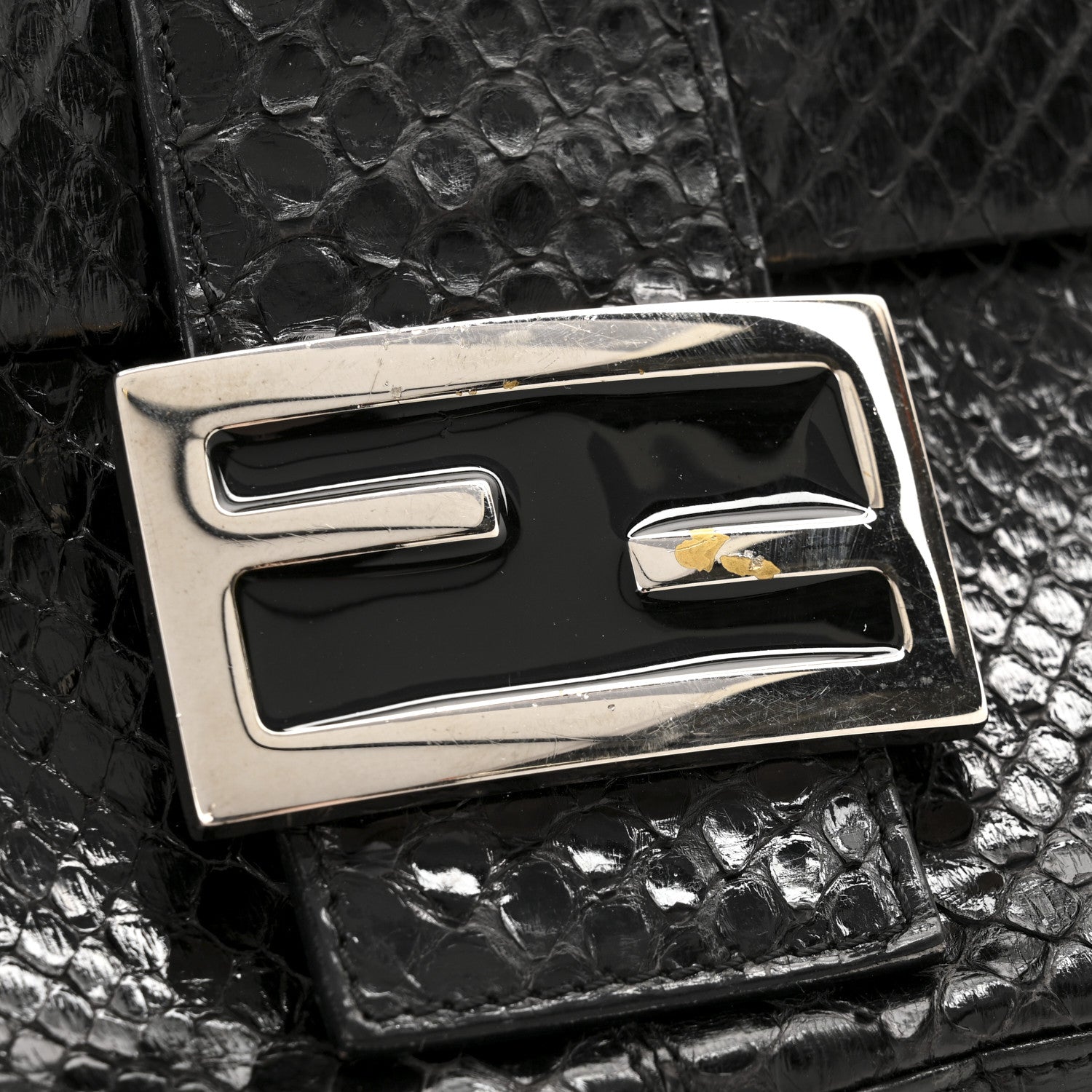 Fendi Snakeskin Baguette Black 11 of 12