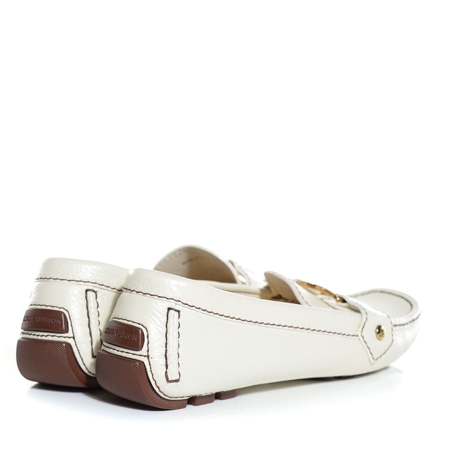 Louis Vuitton Grained Calfskin Oxford Loafers 36.5 6.5 White 4 of 8