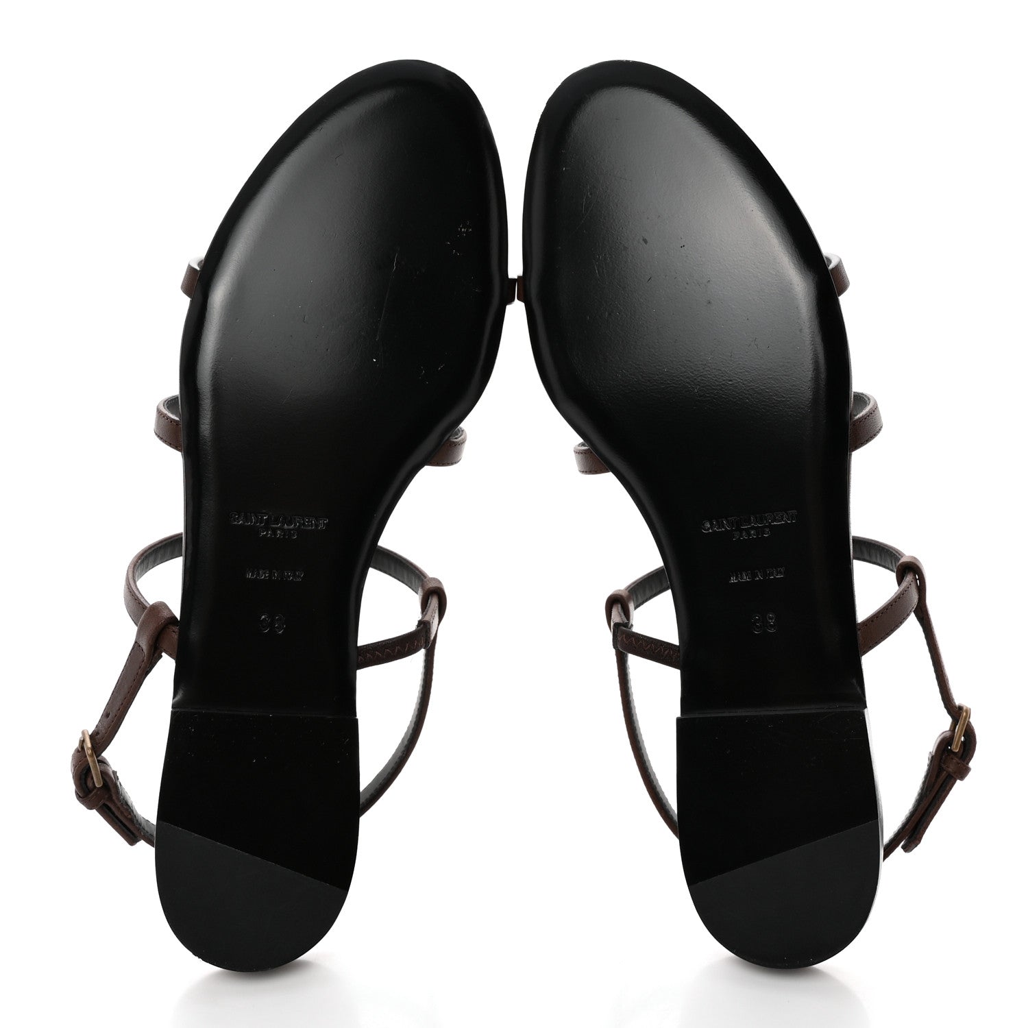 Saint Laurent Calfskin Cassandra Monogram Sandals 38 Moro 5 of 13
