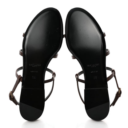 Saint Laurent Calfskin Cassandra Monogram Sandals 38 Moro 5 of 13