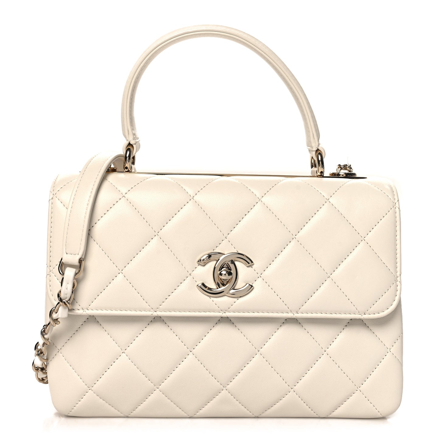 Lambskin Quilted Small Trendy CC Dual Handle Flap Bag White