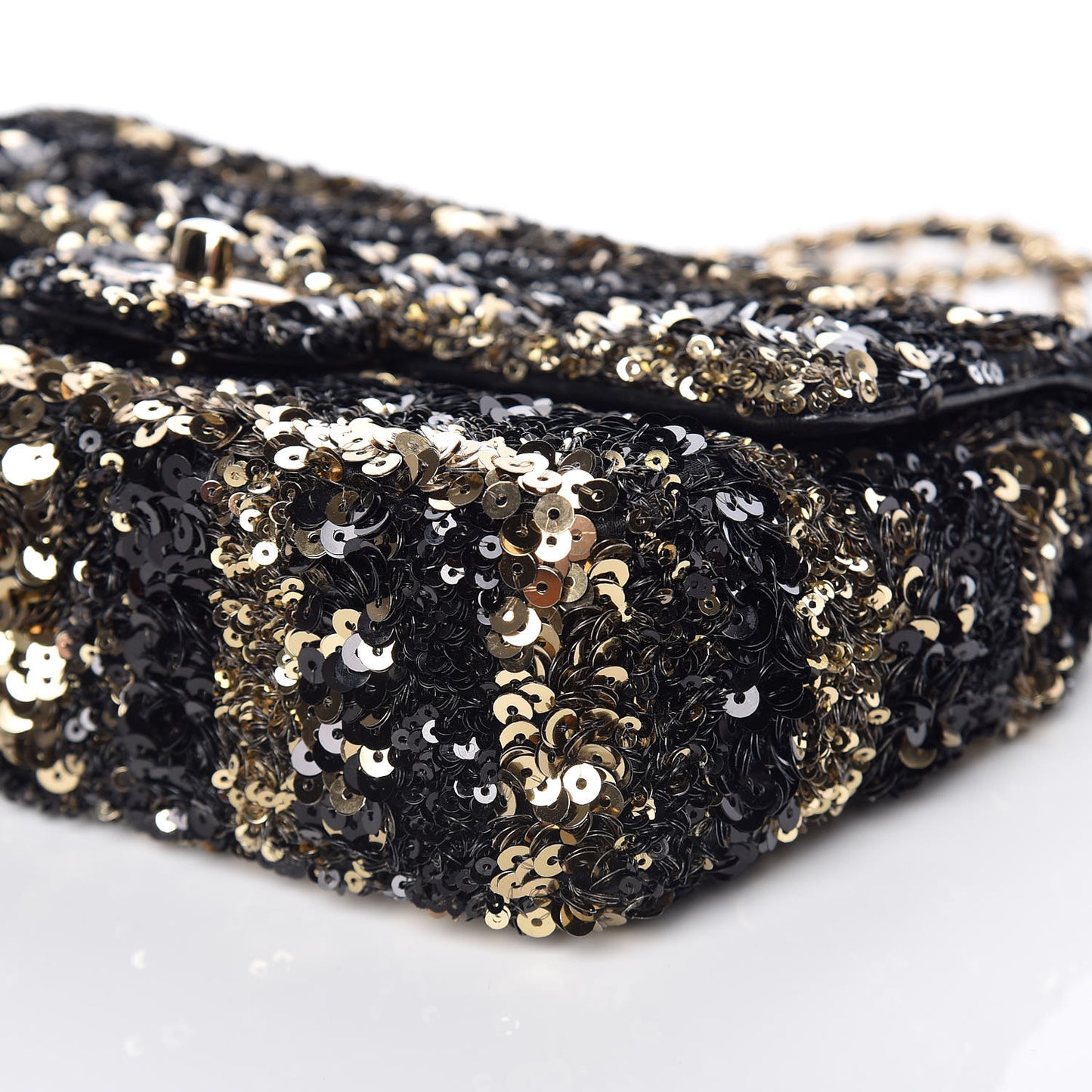 Sequin Classic Mini Flap Black Gold