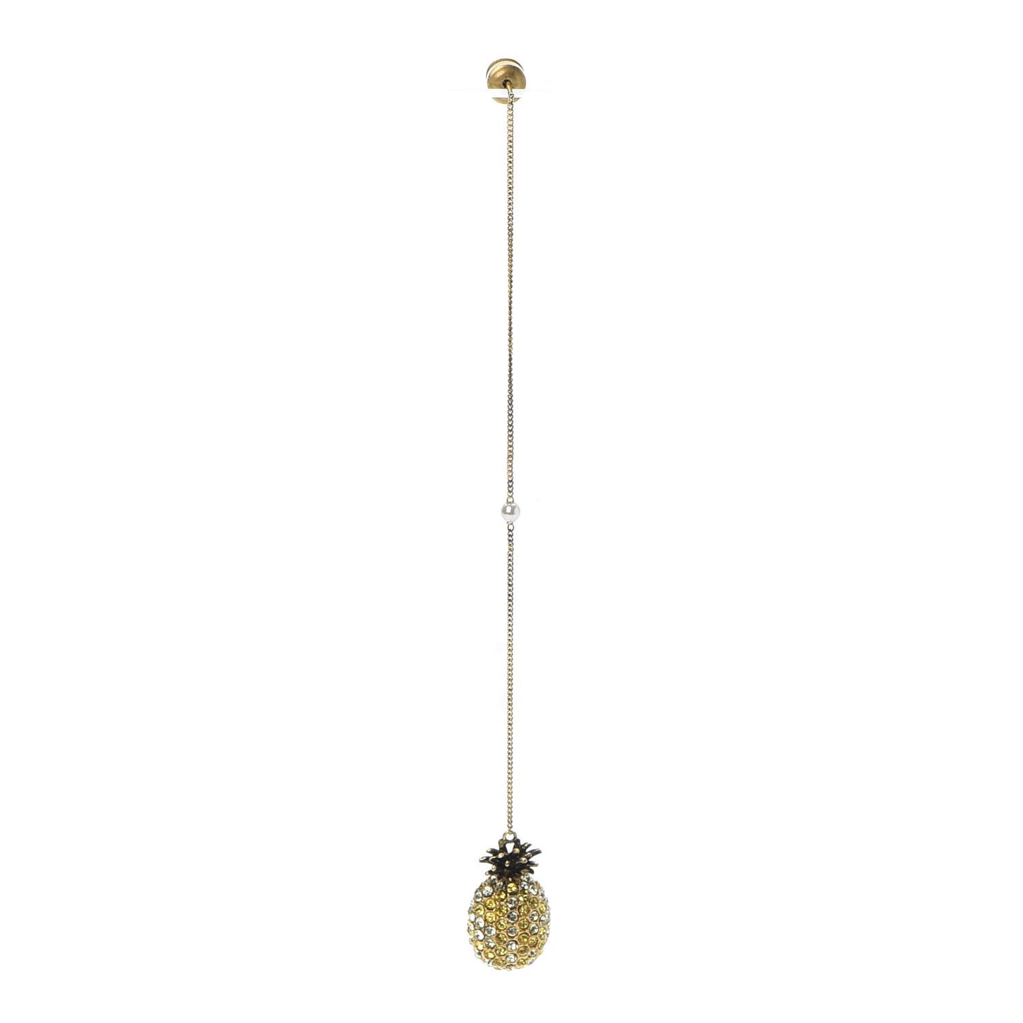Crystal Pineapple Long Chain Earring Gold