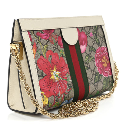 Gucci GG Supreme Monogram Flora Web Small Ophidia Chain Shoulder Bag White 3 of 10