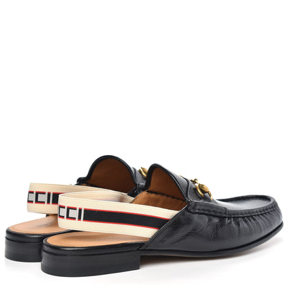 Gucci Goatskin Stripe Mens Horsebit Slingback Slippers 11 Black 4 of 9