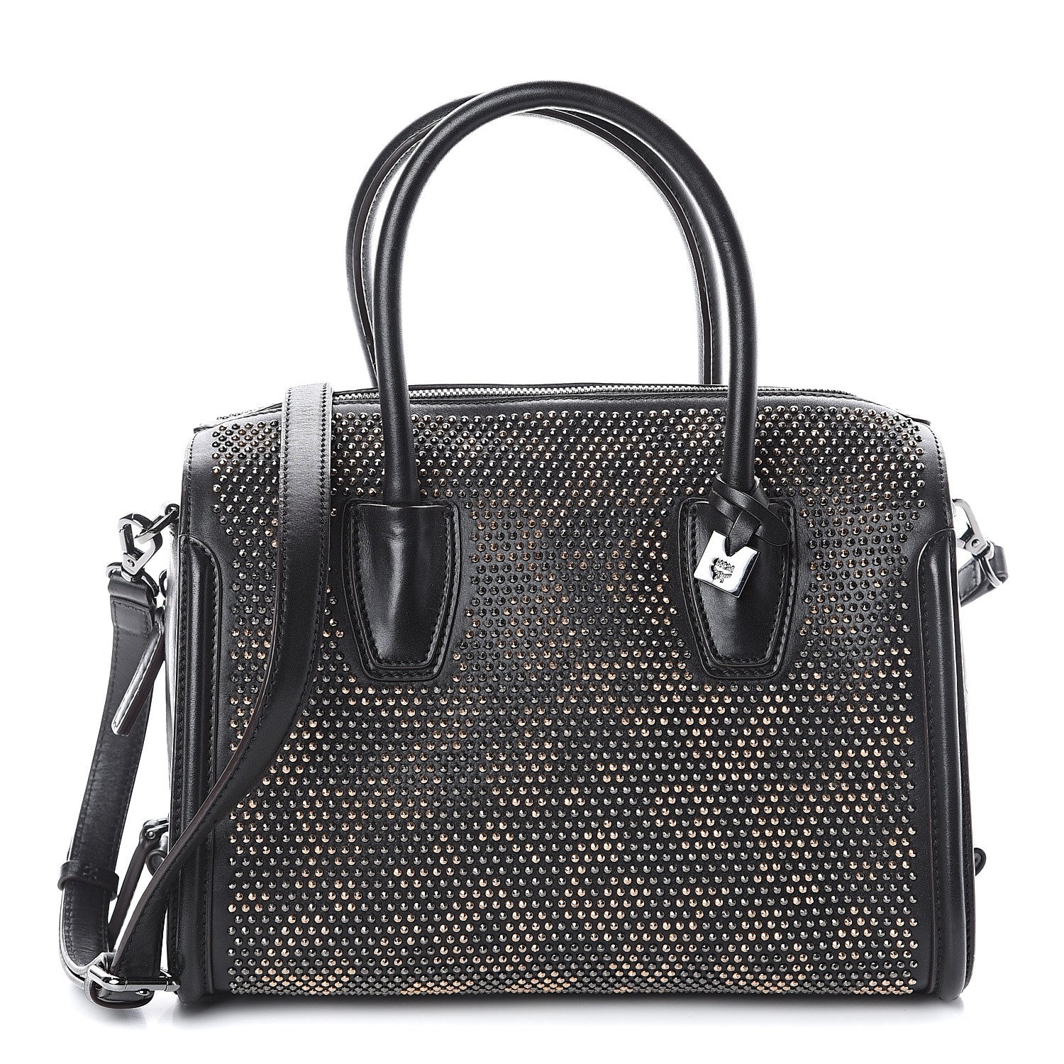MCM Calfskin Balam Spitze Boston Bag Black 1 of 8
