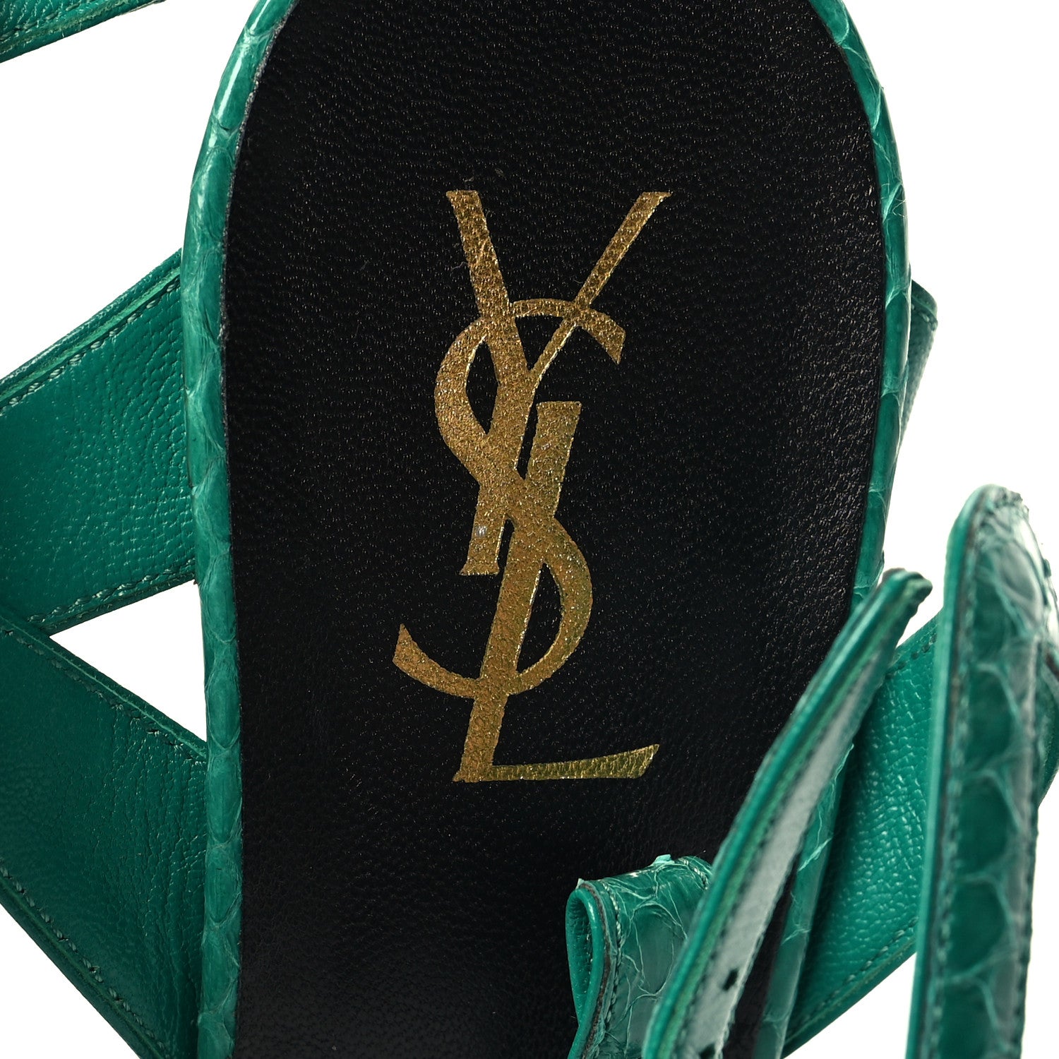 Saint Laurent Snakeskin Tribute 105 Platform Sandals 40.5 Emeraude 7 of 9