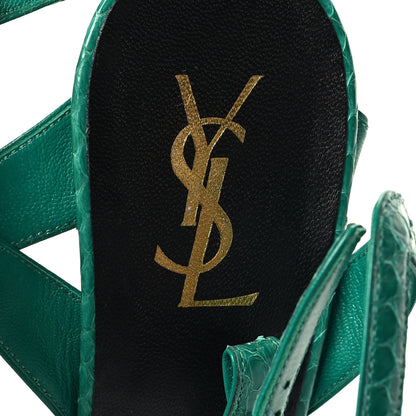 Saint Laurent Snakeskin Tribute 105 Platform Sandals 40.5 Emeraude 7 of 9