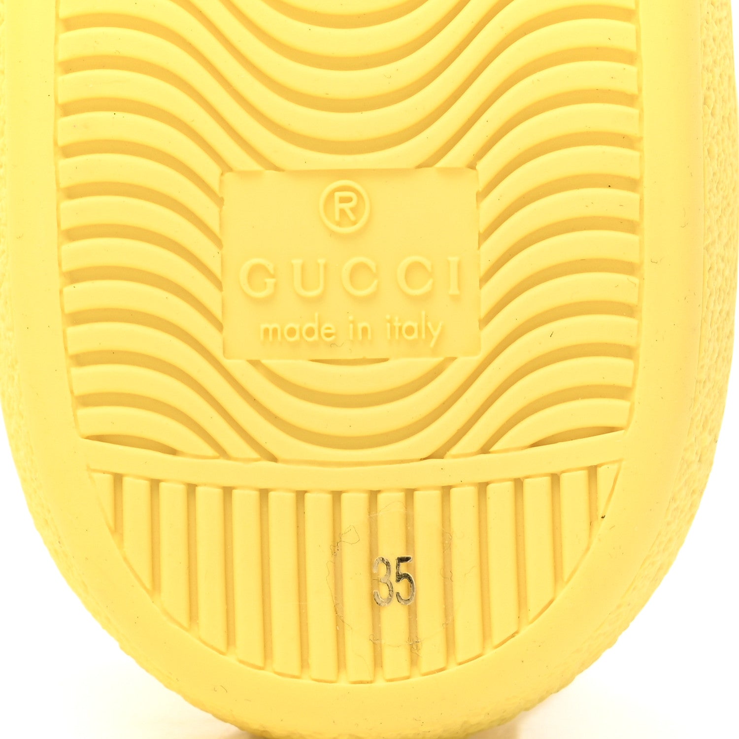 Gucci Calfskin Interlocking G Perforated Womens Ace Sneakers 35 Banana Straw Yellow 7 of 9