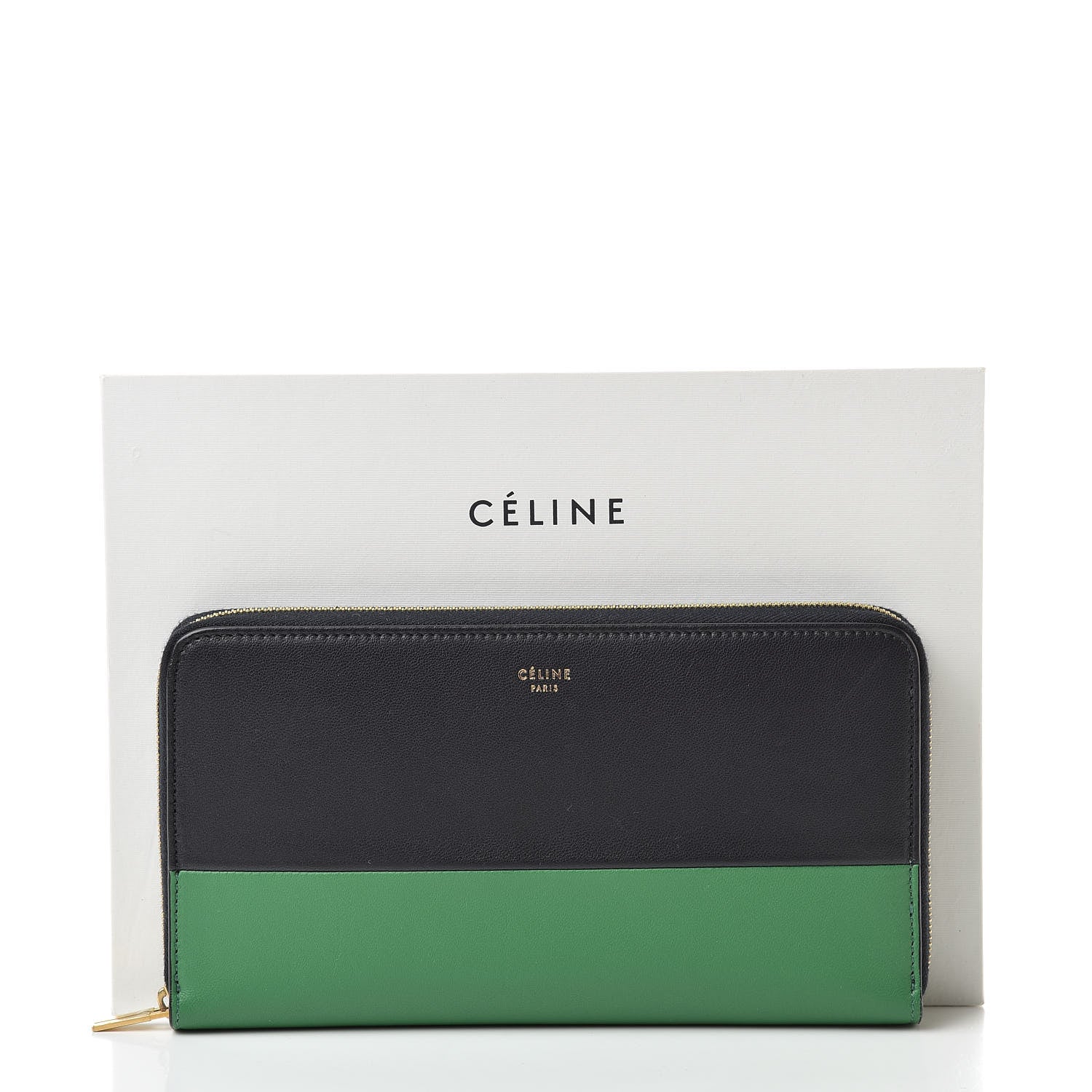 Celine Lambskin Large Zip Around Multifunction Wallet Grass Navy 11 of 11