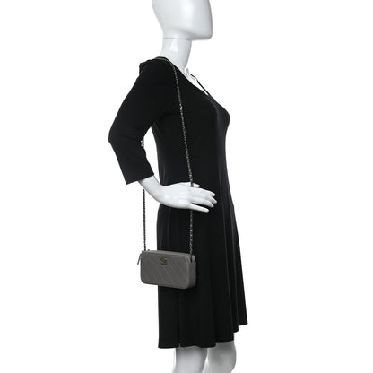 Chanel Calfskin Quilted Small Clutch With Chain Grey 3 of 13