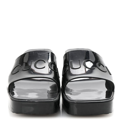 Gucci Rubber Gucci Logo Womens Platform 20/60mm Slide Sandals 36 Black 3 of 9