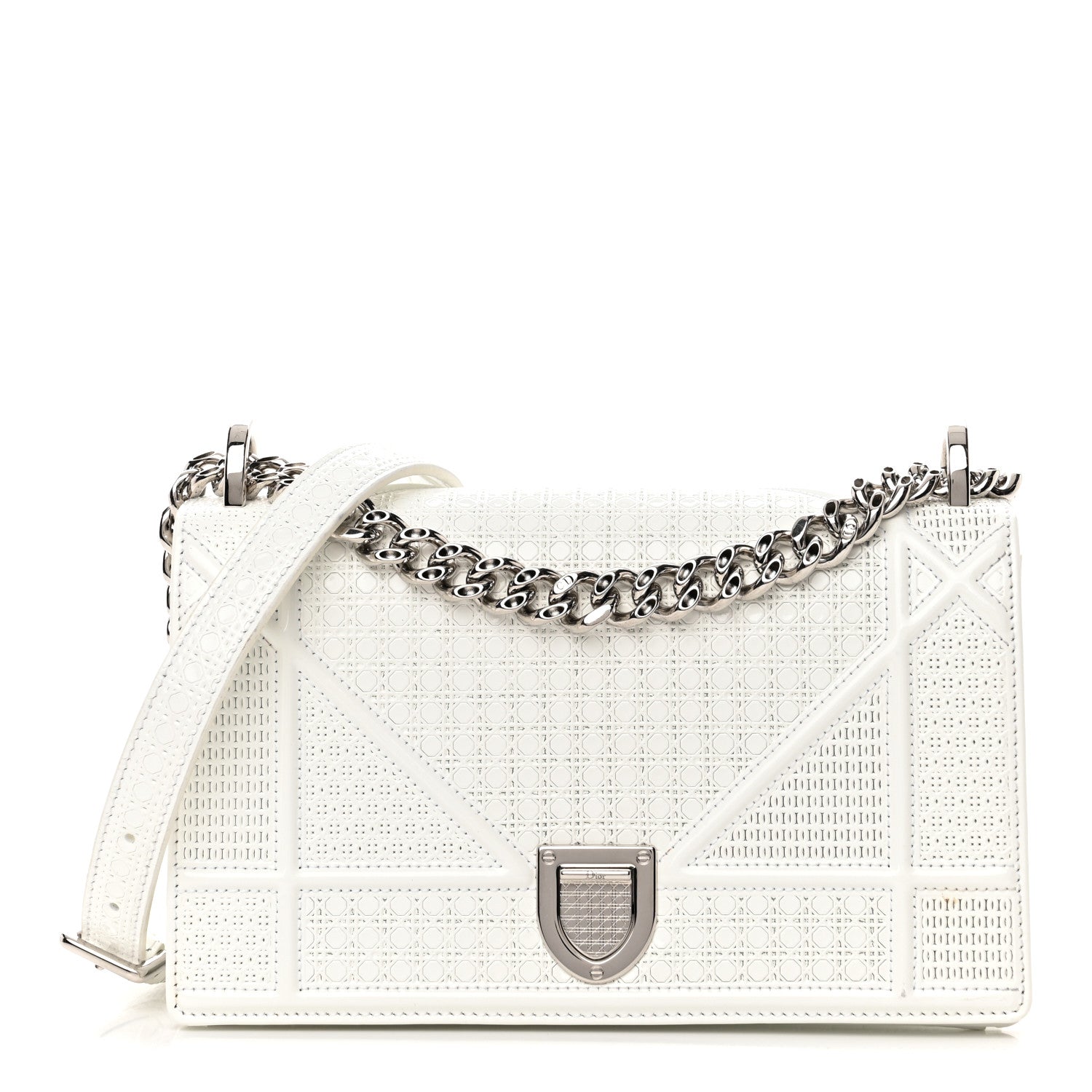 Christian Dior Patent Micro-Cannage Small Diorama Flap Bag White 1 of 18