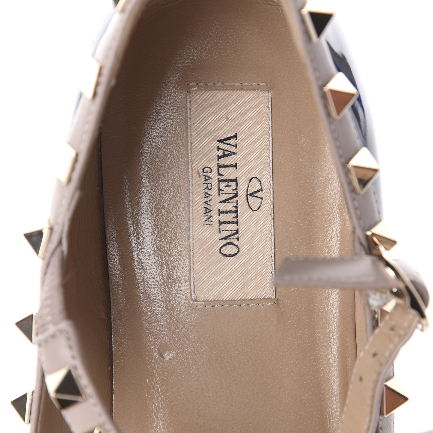 Patent Rockstud Cage Ballerina Flats 39 Indigo Poudre