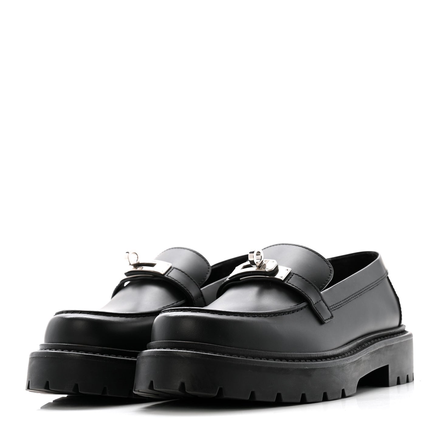Calfskin Womens Icone Loafers 36 Black