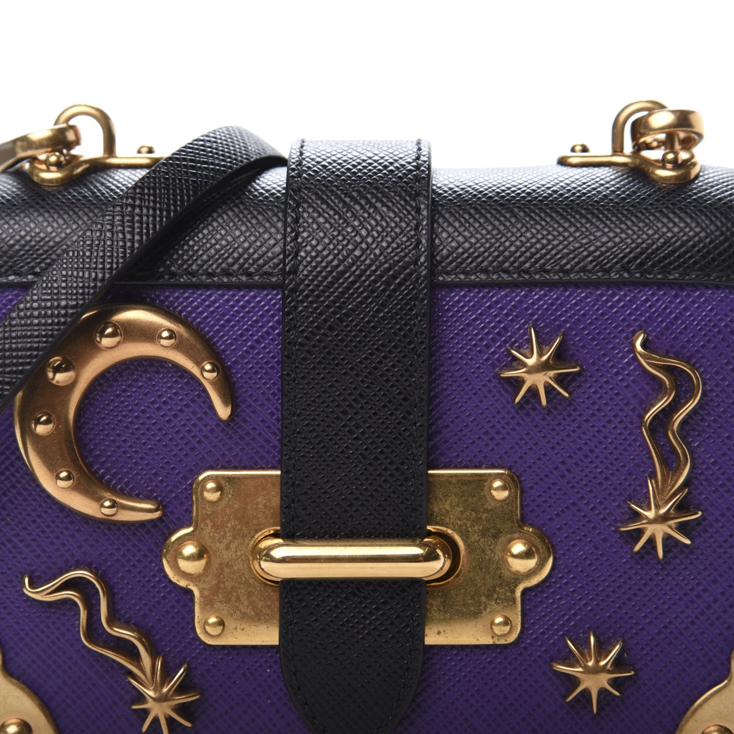 Prada Saffiano Astrology Mini Cahier Bag Viola Black 11 of 12