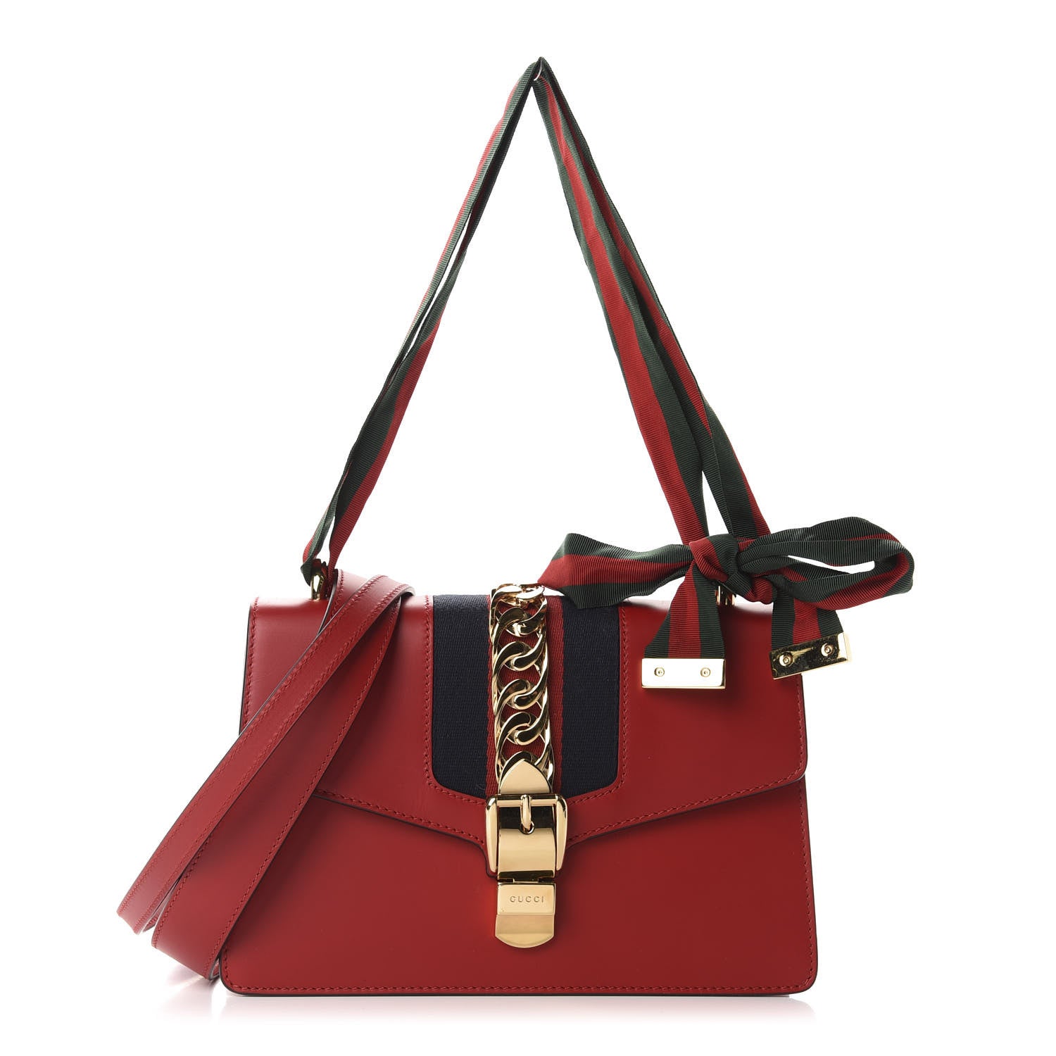 Gucci Calfskin Small Sylvie Shoulder Bag Hibiscus Red 1 of 11