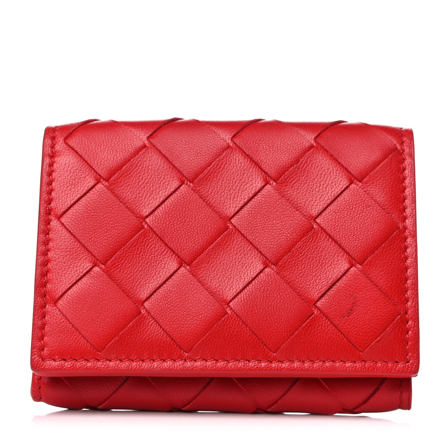 Bottega Veneta Nappa Intrecciato Trifold Wallet Red 1 of 7