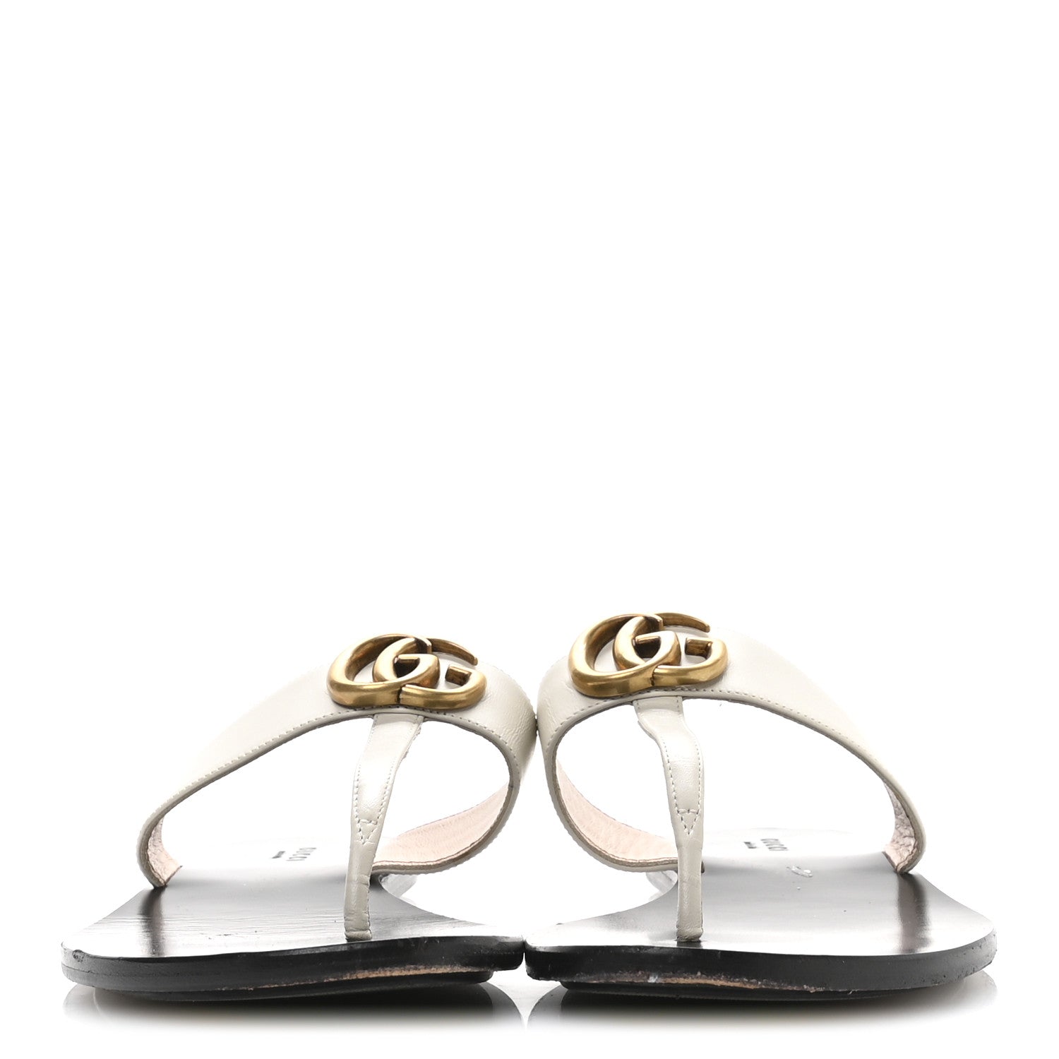 Gucci Calfskin GG Marmont Thong Sandals 39 Mystic White 3 of 8