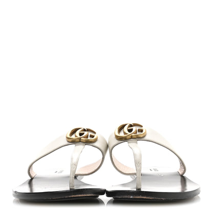 Gucci Calfskin GG Marmont Thong Sandals 39 Mystic White 3 of 8