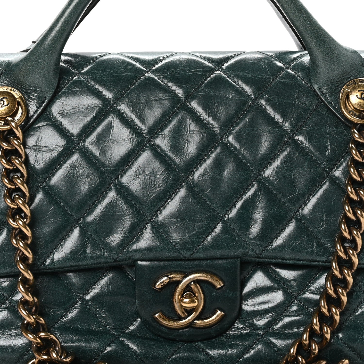 Chanel Glazed Calfskin Castle Rock Medium Flap Green 8 of 11