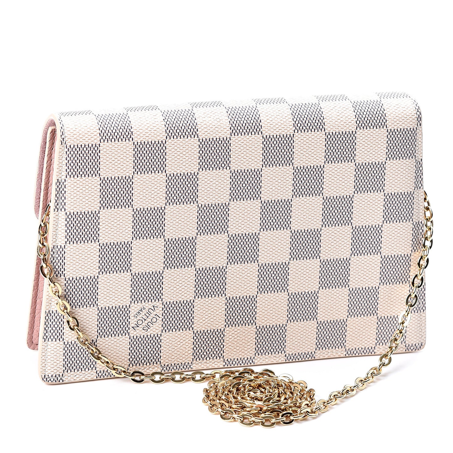 Damier Azur Croisette Chain Wallet Rose Ballerine