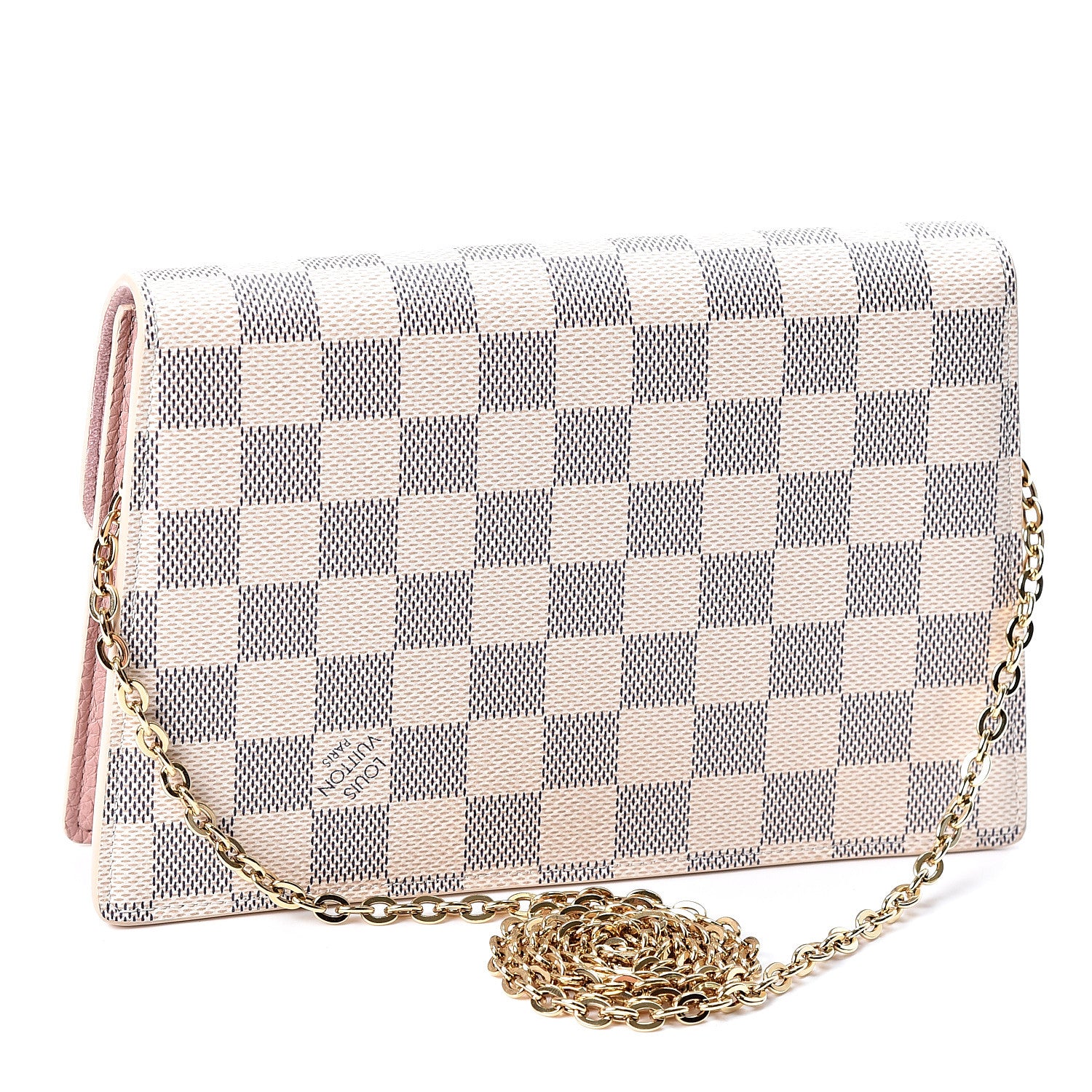 Louis Vuitton Damier Azur Croisette Chain Wallet Rose Ballerine 2 of 10