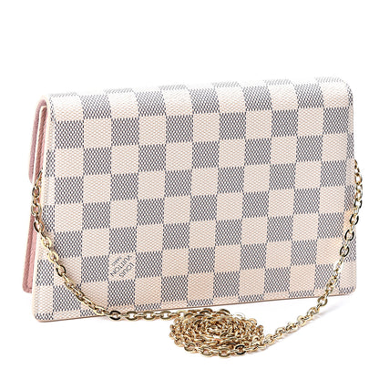 Louis Vuitton Damier Azur Croisette Chain Wallet Rose Ballerine 2 of 10