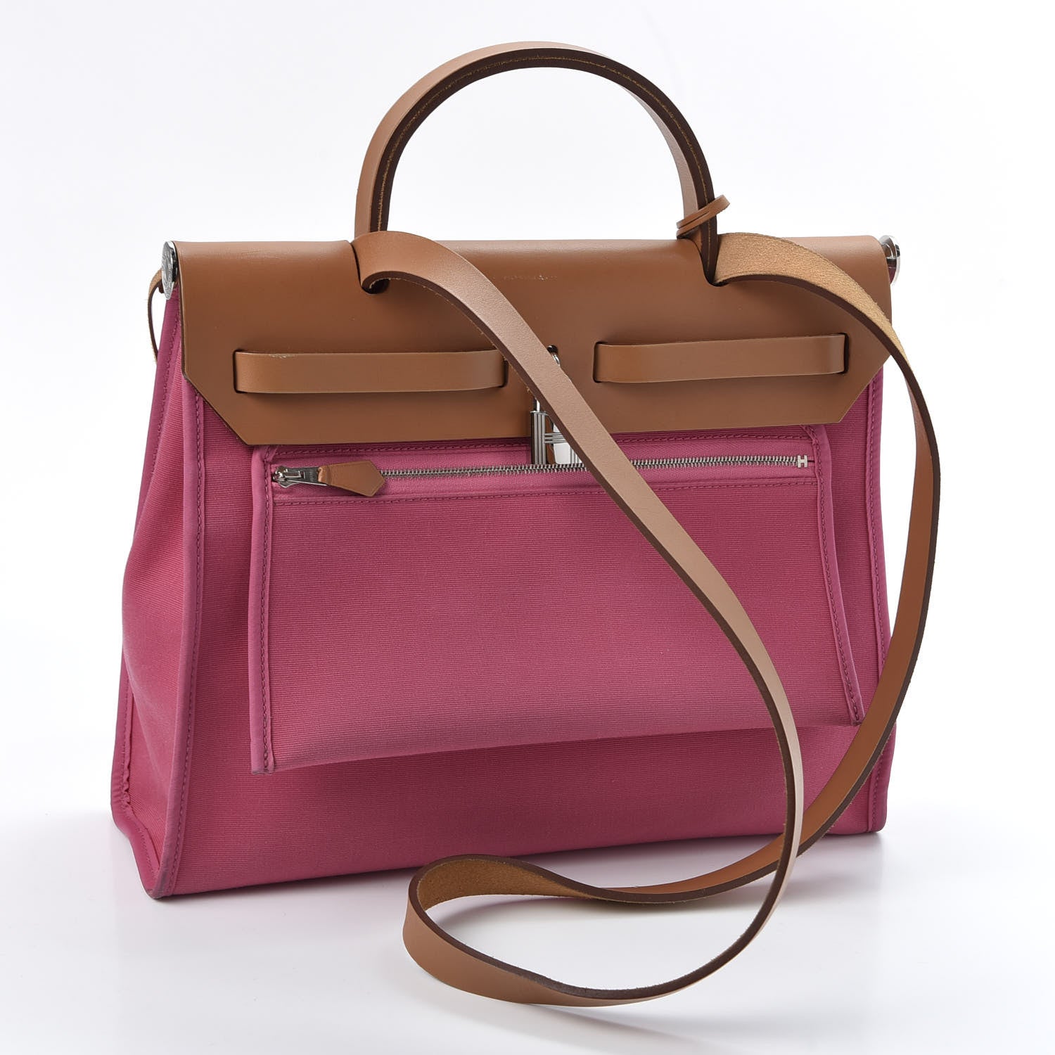 Hermes Vache Hunter Toile Herbag Zip 31 PM Rose Lipstick 3 of 11