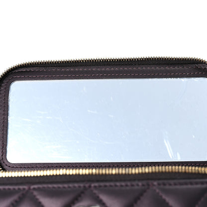 Chanel Iridescent Lambskin Quilted Small Top Handle Vanity Case With Chain Burgundy 8 of 10