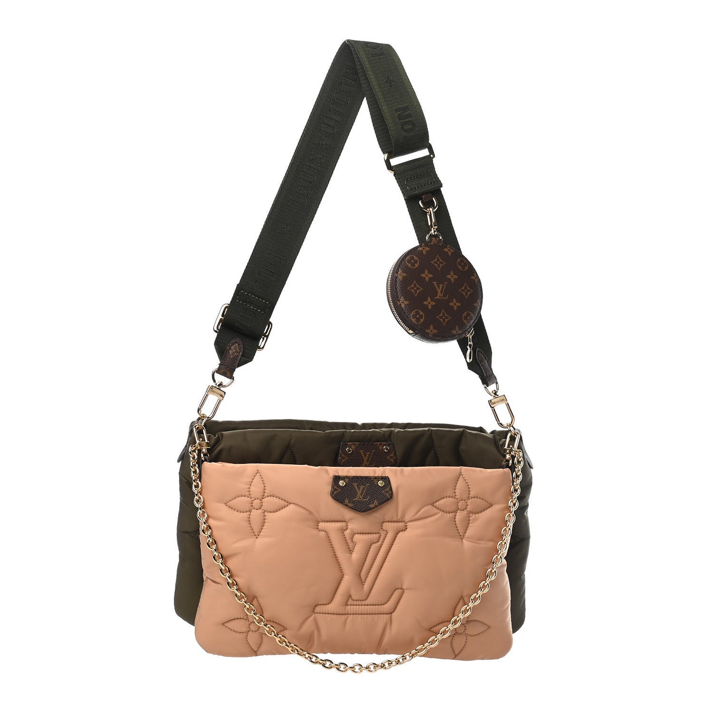 Econyl Monogram Pillow Maxi Multi Pochette Accessories Kaki Beige