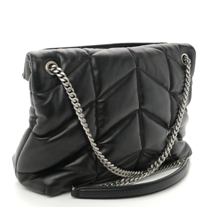 Saint Laurent Lambskin Quilted Medium Loulou Puffer Monogram Chain Satchel Black 3 of 10