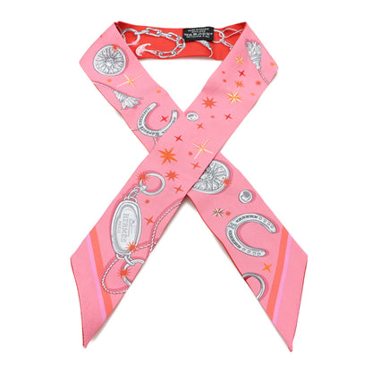Hermes Silk C'est la Fete Twilly Rose Bonbon Orange 1 of 4