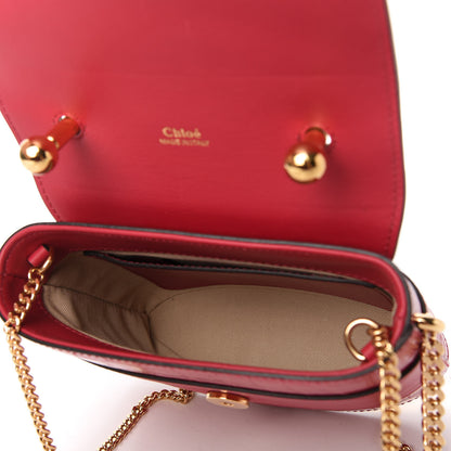 Chloe Calfskin Crocodile Embossed Small Aby Lock Crimson Pink 5 of 9