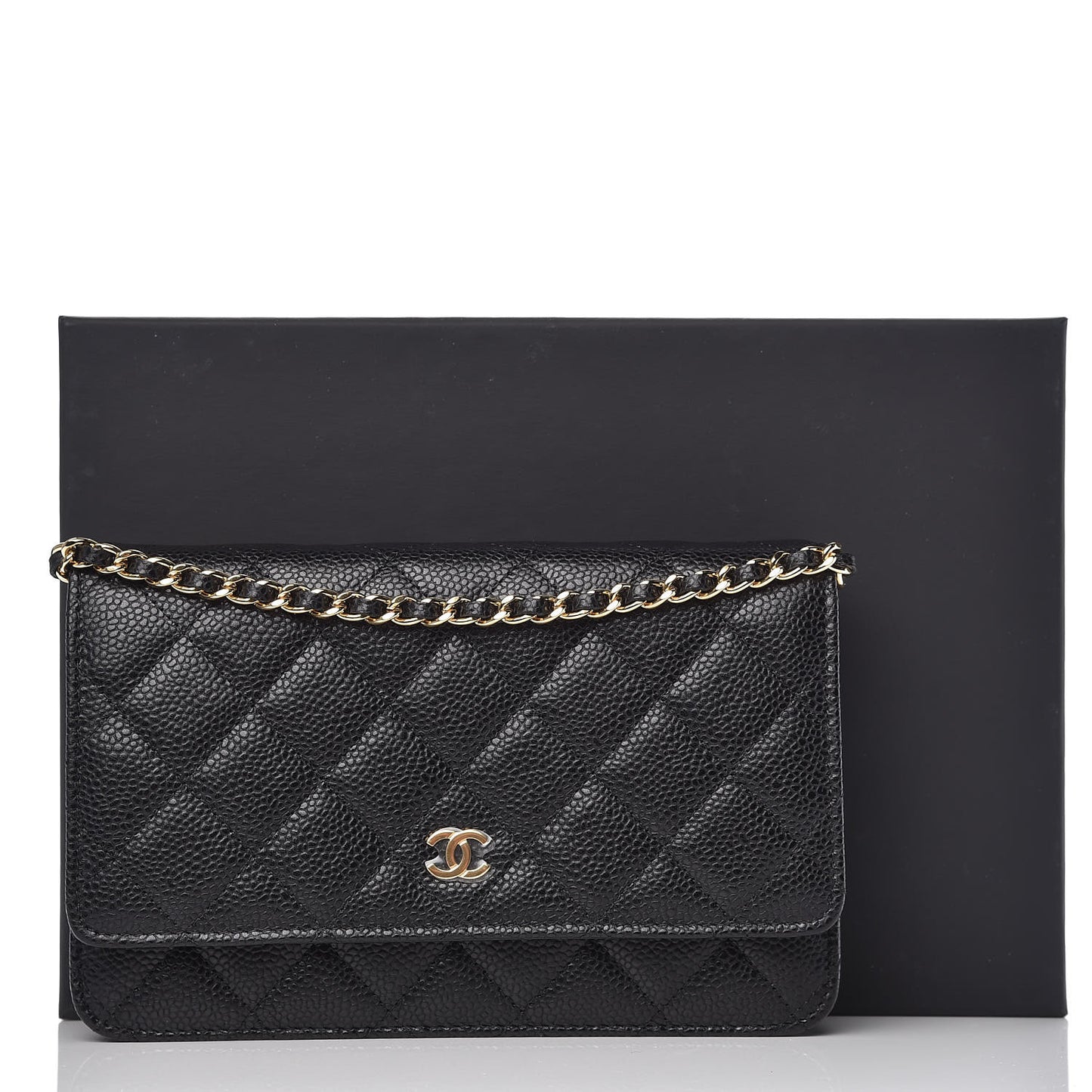 Caviar Quilted Wallet On Chain WOC Black