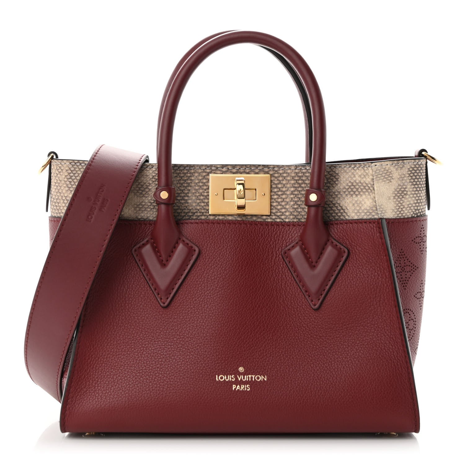 Louis Vuitton Calfskin Karung Snakeskin Mahina On My Side PM Griotte Red 1 of 9