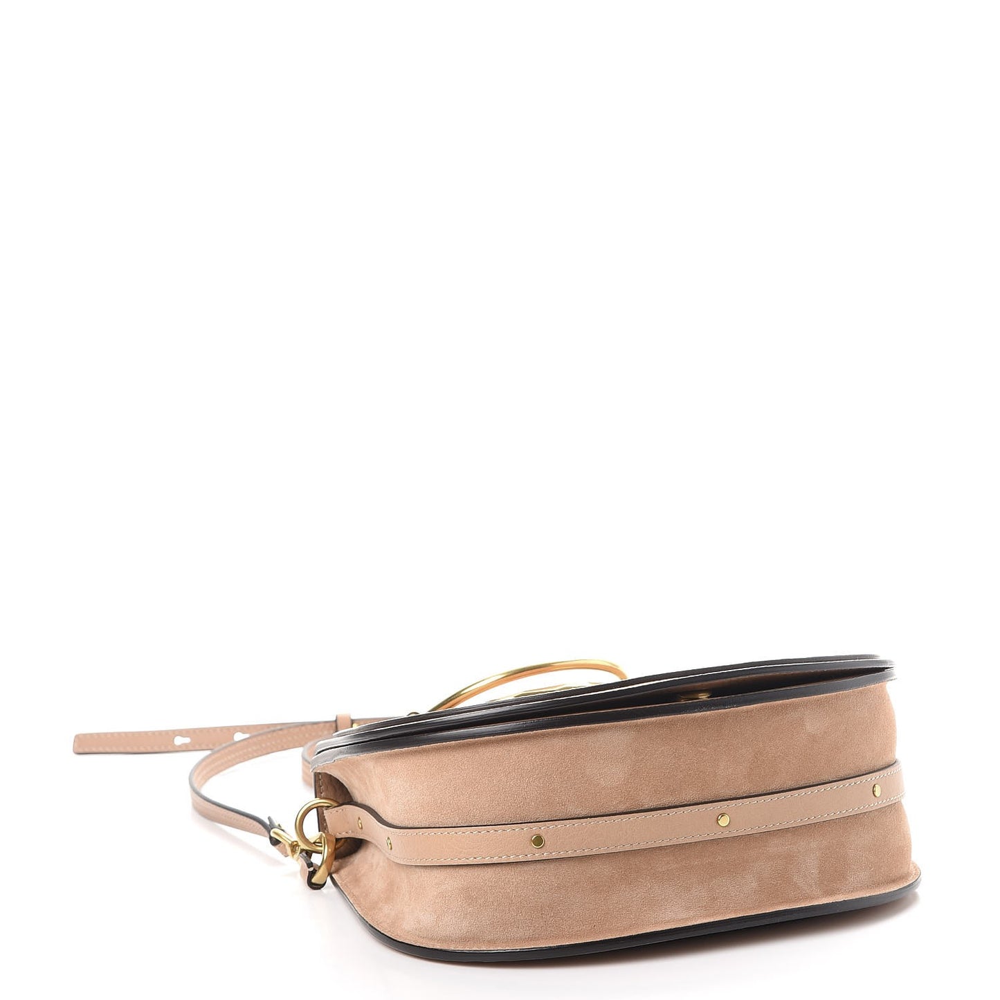 Calfskin Suede Medium Nile Bracelet Bag Biscotti Beige