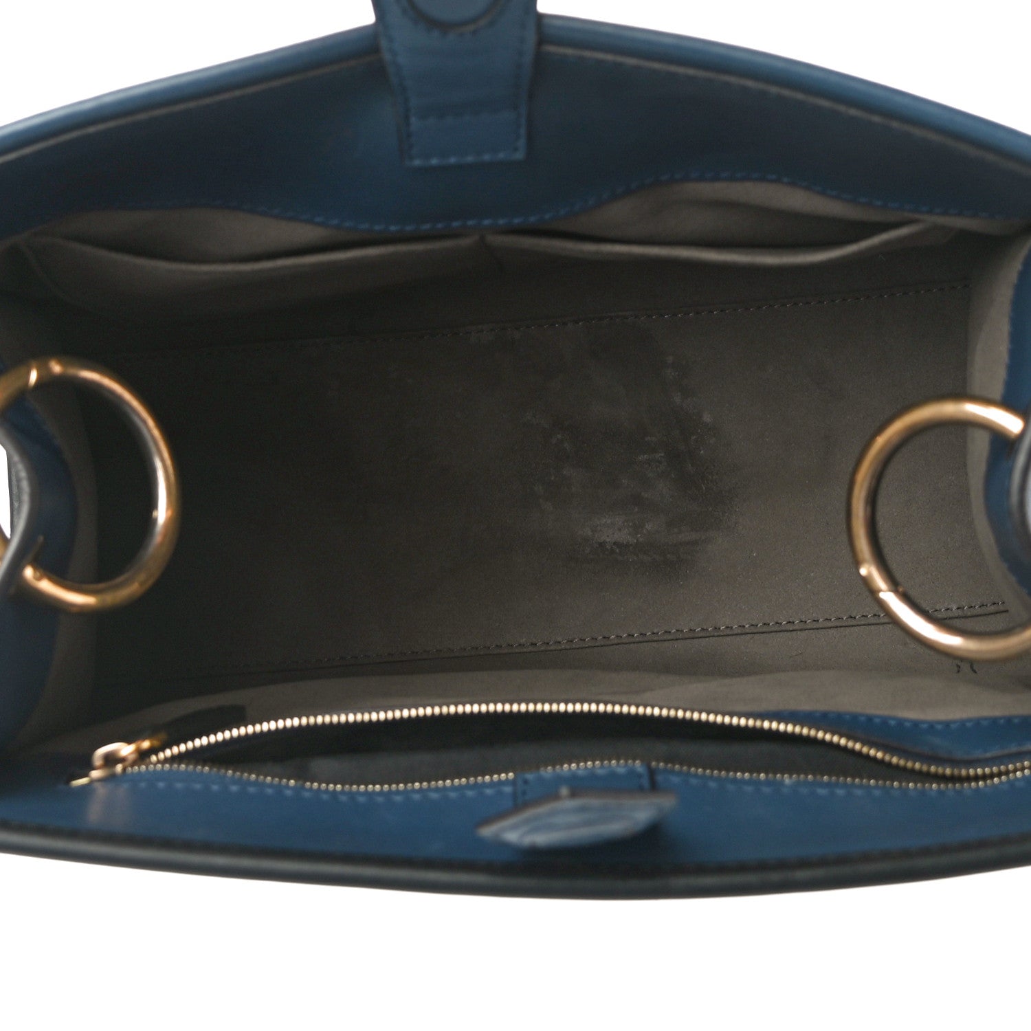 Fendi Vitello Century Opaco F is Fendi Bi-Color Small Runaway Satchel Blu Scuro Black 5 of 13