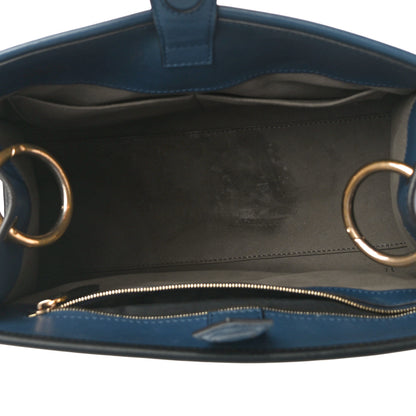 Fendi Vitello Century Opaco F is Fendi Bi-Color Small Runaway Satchel Blu Scuro Black 5 of 13