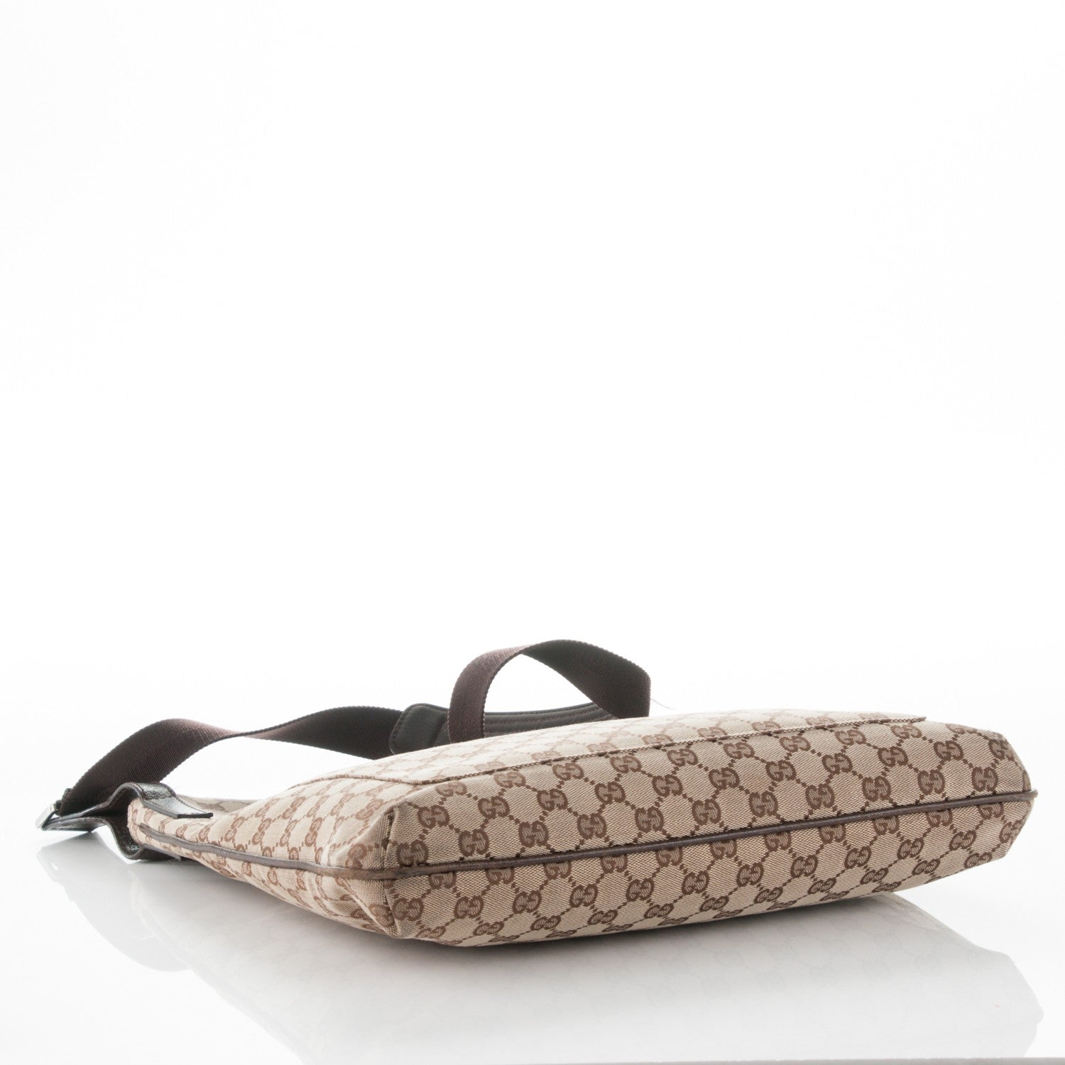 Gucci Monogram Large Flat Messenger Bag Dark Brown 4 of 9