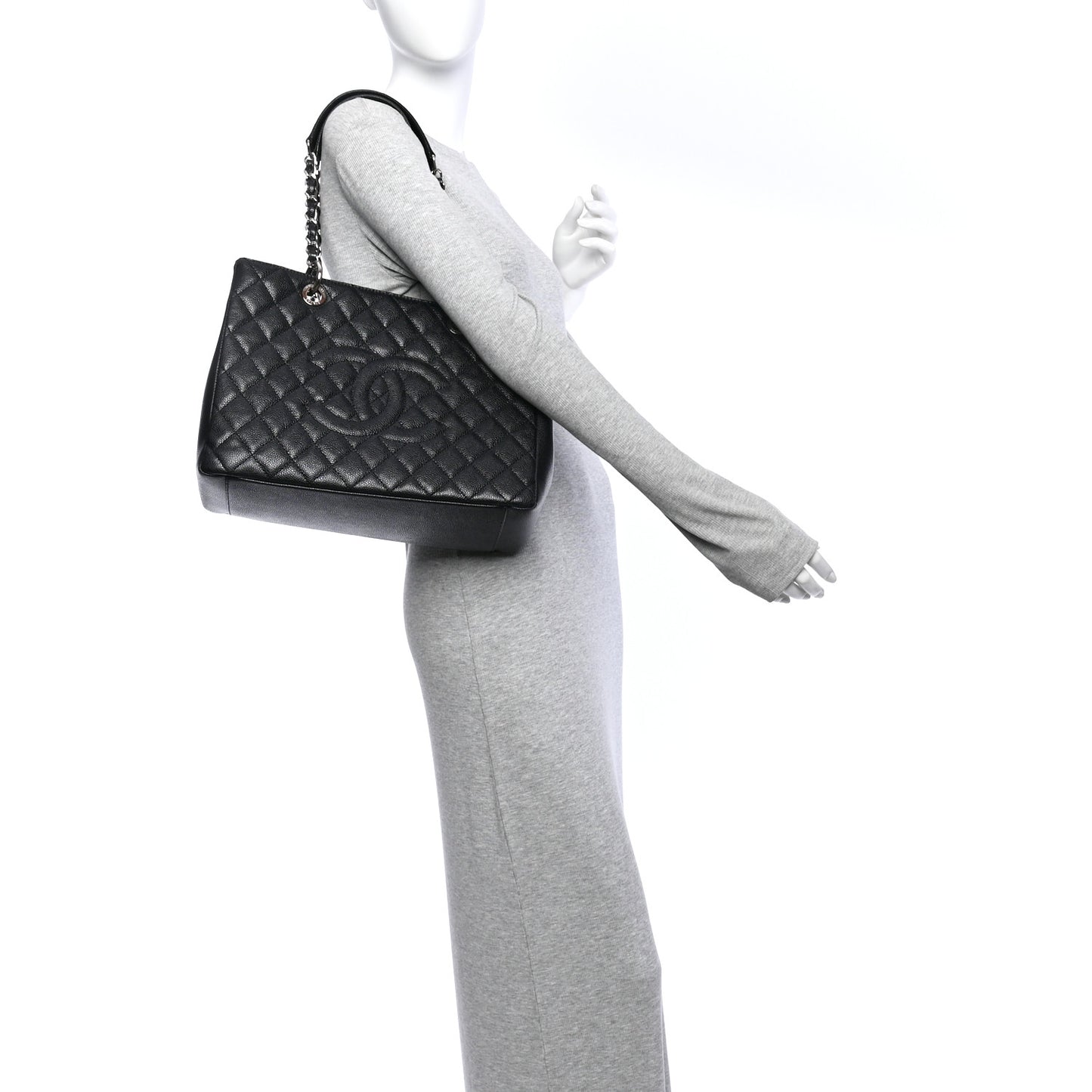 Caviar Quilted Grand Shopping Tote GST Black