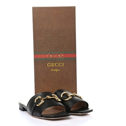 Gucci Nappa Horsebit Flat Slide Sandals 36.5 Black 9 of 9