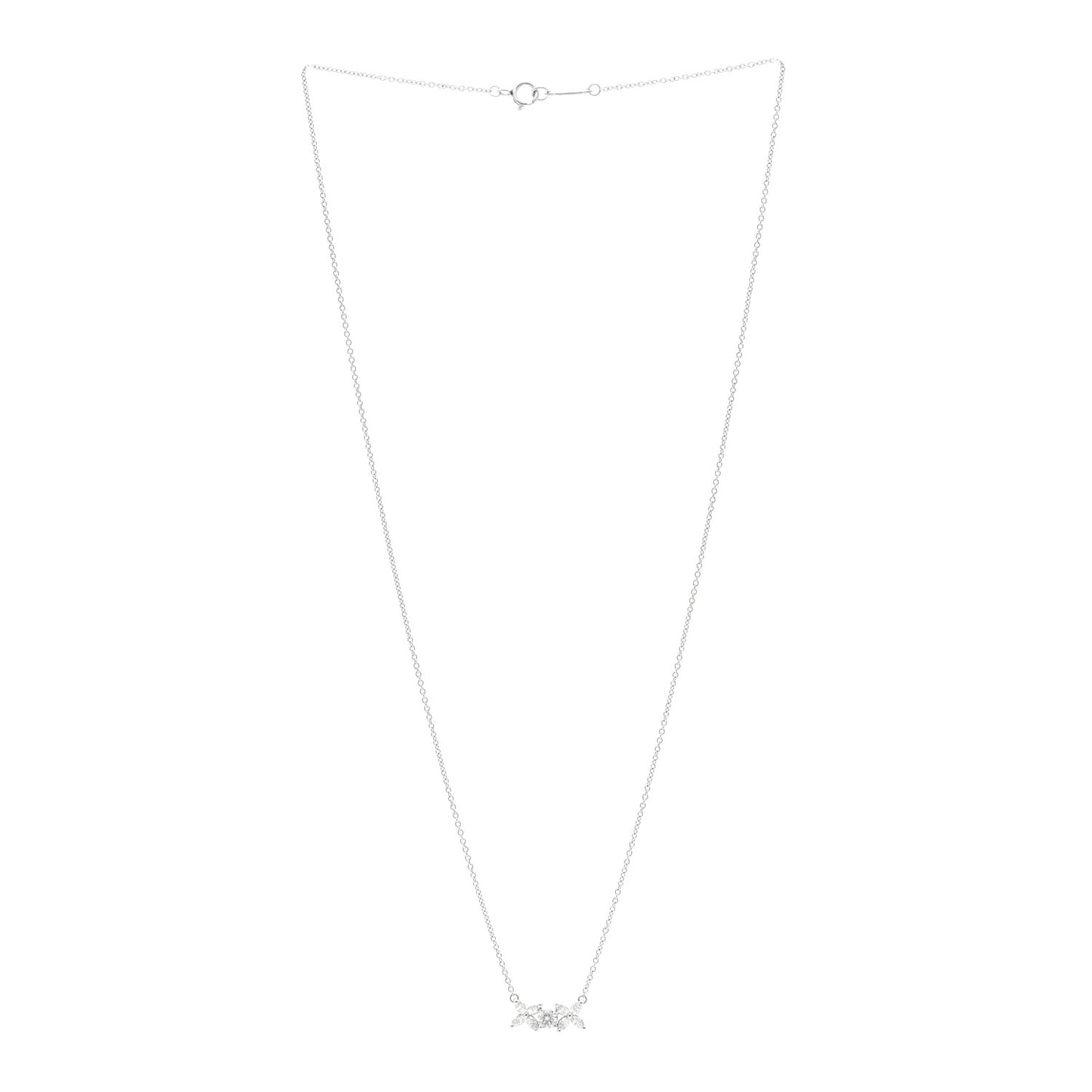 Platinum Diamond Victoria Two Flower Pendant Necklace