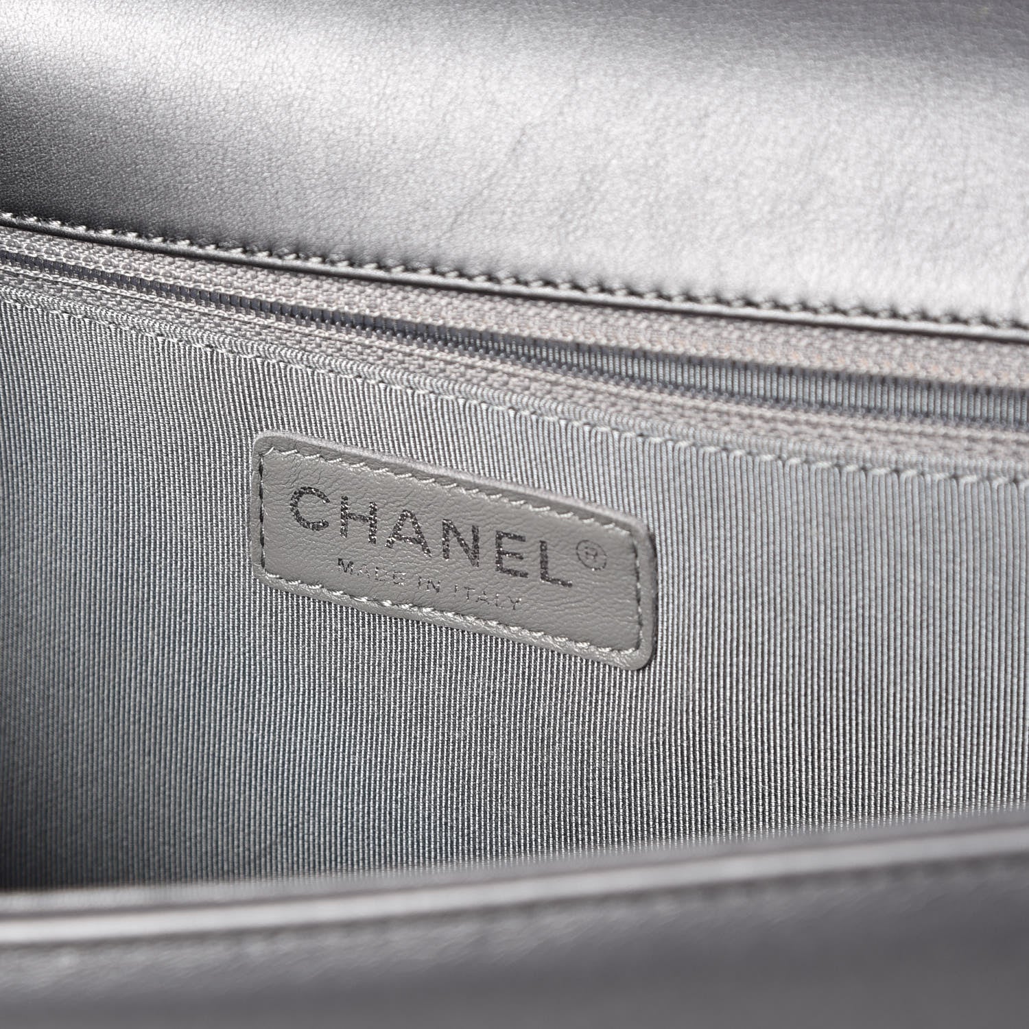 Chanel Metallic Calfskin Quilted New Medium Boy Flap Dark Silver 8 of 9